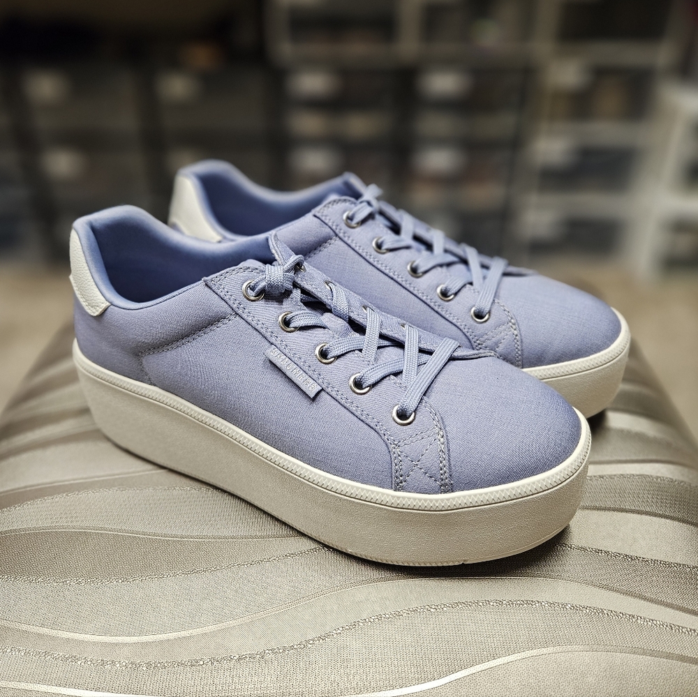 NWOT! Skechers Plateau Vegan Chambray Lace- Up Platform Sneakers - Picture 3 of 6
